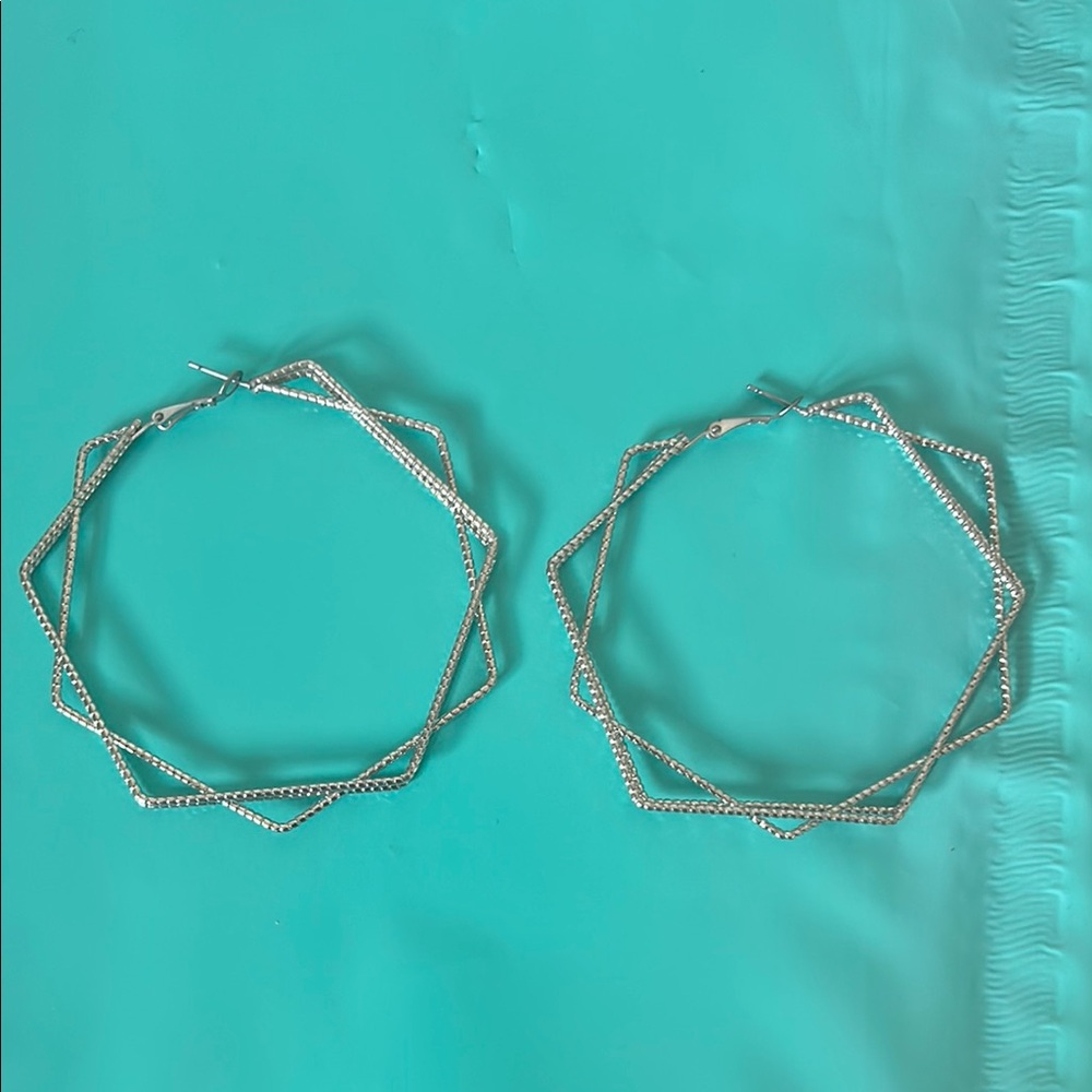 Silver Geometric Hoop Earrings